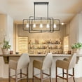 thumbnail image 4 of bokifol 5-Light Black Gold Farmhouse Chandelier Rectangle Ceiling Fixture for Dining Room, 4 of 9