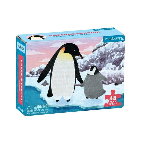 Mudpuppy Emperor Penguin Mini Jigsaw Puzzles, Paper and Greyboard, 48 Piece