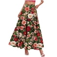 thumbnail image 4 of Ygbgbb Women's Flowy Elastic High Waist Skirts Trendy Tropical Floral Print Maxi Skirt Flowy A-Line Long Skirt Trendy Summer 2026 Boho Casual Beach Holiday Skirt Army Green XXXL, 4 of 9