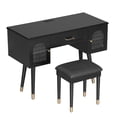 thumbnail image 3 of Elegante vanidad mesa de maquillaje y silla, moderno vestuario con organizador, escritorio, puerto de carga, 3 of 5