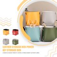thumbnail image 3 of Langgg PU Leather Storage Bag Solid Color Foldable Fashionable Scratchproof Key Earbud Remote Control Case Container Box Silver Grey, 3 of 9