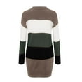 thumbnail image 4 of XEGLSBU Womens Sweater Dress Short Sleeve Women Winter O-neck Sweater Color Striped Pullover Sweater Dress Long Sleeve Slim Mini Dress Sweater Dress for Women Fall 2025 Green Size XL, 4 of 5