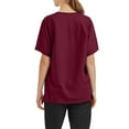 thumbnail image 5 of Qwertyu Women's Scrubs，3 Pocket Scrub Tops for Women, Stretch Fabric Short Sleeve V-Neck Womens Scrub Shirts, 3 Pocket Comfortable Scrub Tops Deep Red L, 5 of 6