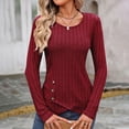 thumbnail image 5 of Womens Fall Sweaters 2026 Casual Loose Crewneck Ribbed Top Long Sleeve Knit Pullover Sweater Dressy Button Tee Going Out Top Ladies, 5 of 6