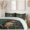 thumbnail image 6 of Ambesonne Myth Duvet Cover Sets, Woman Snakes, 2-King, Green and Tan, 6 of 7
