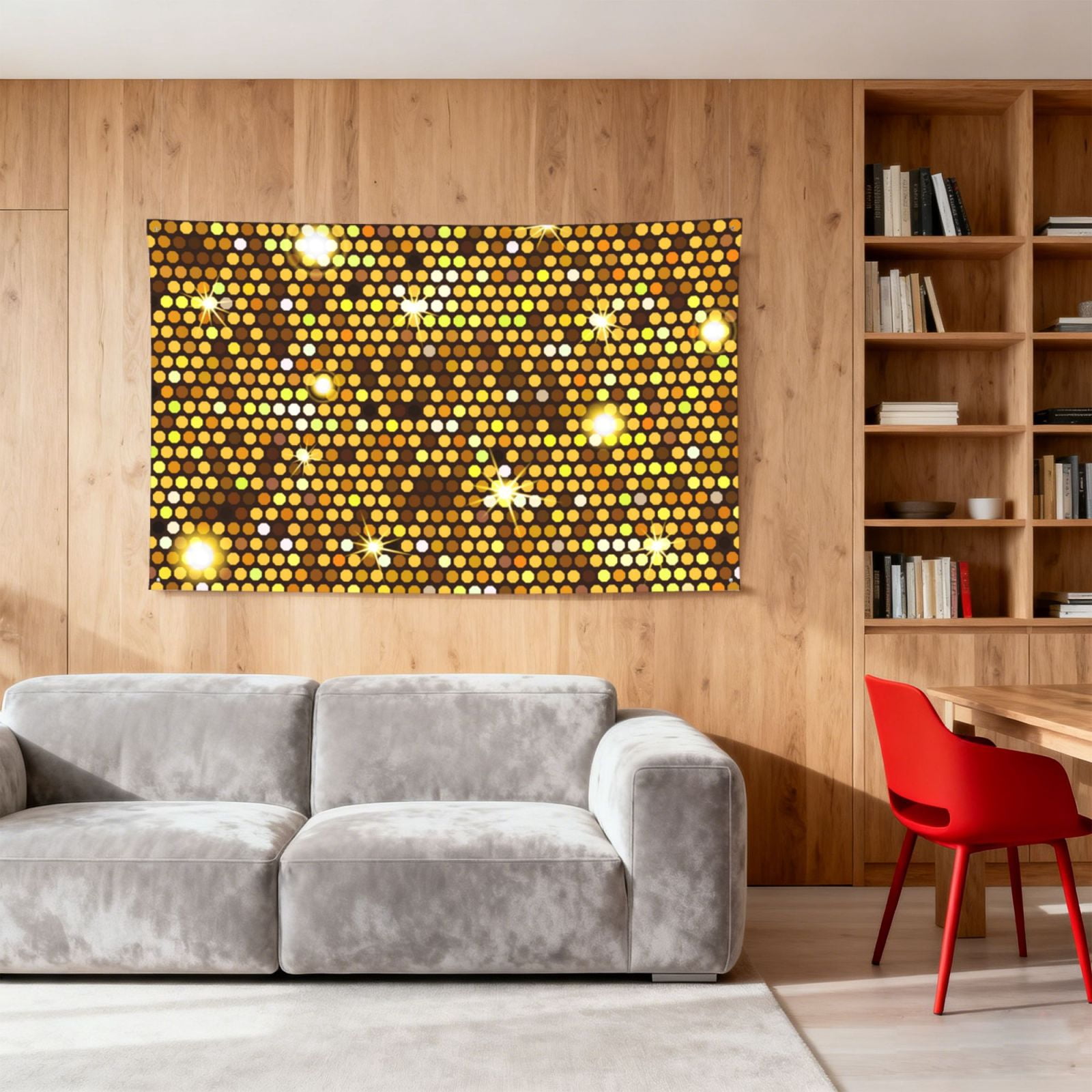 Gold Pattern Of Hexagons Four Hole Decorated Banner Flag for Garden Yard Home Decoration Indoor Outdoor 4x6 Ft