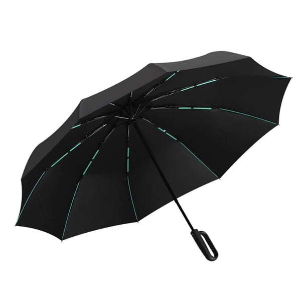 Paraguas Plegable Automático con de Gancho A Prueba de Lluvia, Parasol Portátil para Viajes Negro