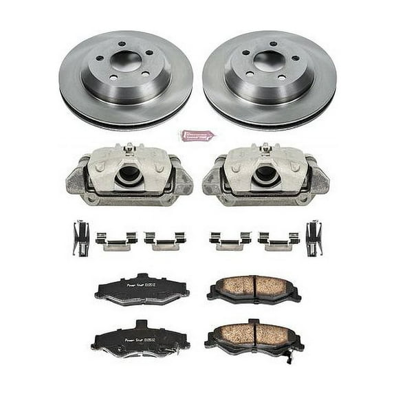 PowerStop Rear Stock Replacement Brake Pad and Rotor Kit with Calipers Fits: CHEVROLET PONTIAC Select Models KCOE1568
