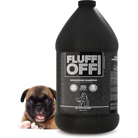 Fluff Off! by Girl With The Dogs, Natural Deshedding Dog & Cat Shampoo, 1 Gal, Made in USA, 8 Wks+