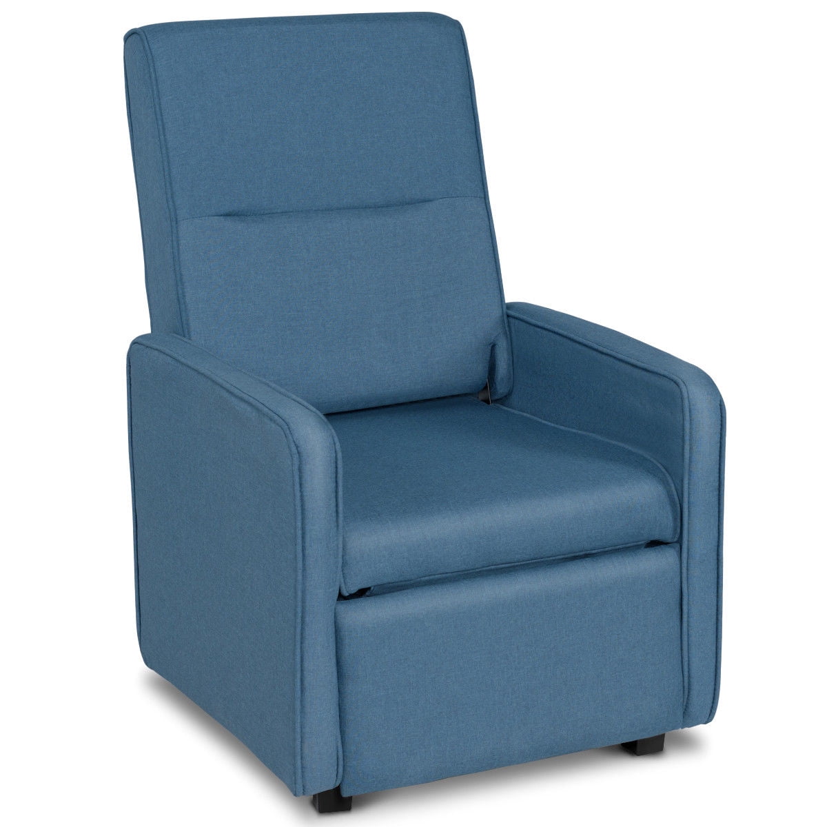 Gymax manual single sofa chair foldable back lounger linen accent armchair w footrest