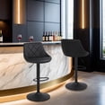 thumbnail image 1 of Furniture Swivel Bar Stools Set of 2, Bar Chairs Adjustable Height Bounded Leather Counter Height Barstools and Sturdy Metal Handel Kitchen Island Stool Black, 1 of 2