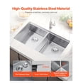 thumbnail image 3 of 33" Kitchen Sink Undermount Double Bowl Stainless Steel Drop-In Bar Sink, 3 of 7