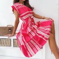 thumbnail image 1 of Qiopertar Robe d'Été Mode Femme Col Rond Manches Courtes Imprimée Grandes Économies de Vacances! Moins de 5$ jusqu'à 90 % de Réduction, 1 of 8