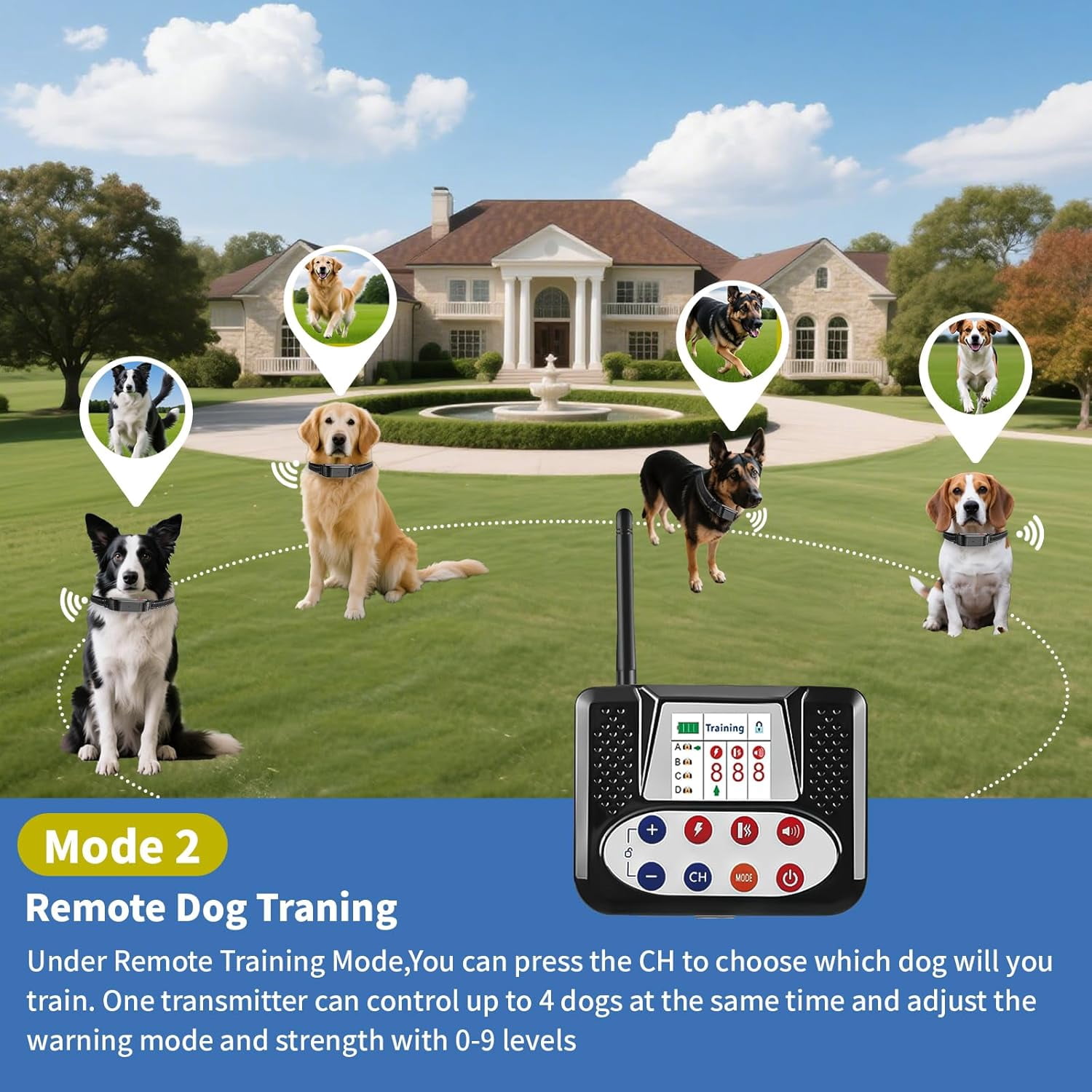 Wireless Dog Fence System, Invisible Shock & Vibration Training Collar, Waterproof Adjustable Perimeter for Outdoor Safety
