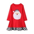 thumbnail image 6 of HILEELANG Toddler Girl Christmas Dress Red Dot Santa Claus Long Sleeve Cotton Casual Tunic Shirt Jersey Play Dresses 4T, 6 of 7