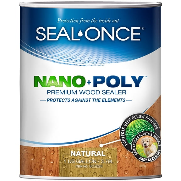 SEAL-ONCE Natural NANO POLY Premium Wood Sealer, 1 Gallon - Outdoor Use