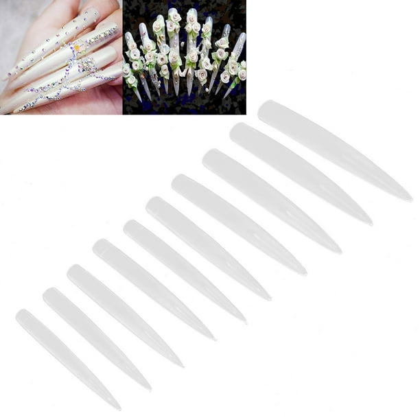 Punta De Uñas Postizas, Punta De Uñas Larga Y Puntiaguda Ecológica Para Extensión De Uñas, Uñas UV, Aprendizaje De Manicura