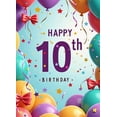 thumbnail image 4 of LUUFILx Happy Birthday 10th Party Decoration Backdrop Banner Colorful Balloon Background Photography Props Supplies Decorations Celebrations Event, 4 of 8