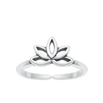 Sterling Silver Lotus Flower Adjustable Band Toe Midi Ring .925 New Jewelry Female Unisex