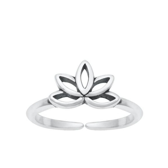 Sterling Silver Lotus Flower Adjustable Band Toe Midi Ring .925 New Jewelry Female Unisex