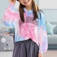 thumbnail image 2 of Durtebeua Toddler Girls Crop Tops Tie-Dye Hoodies Kids Long Sleeve Letter Tie Dyed Pullover Sweatshirts Short Z02-Sky Blue,8-9 Years, 2 of 4