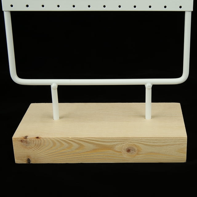 36 Holes Metal Jewelry Storage Rack Display Stand Earrings Necklace Organizer with Wood Base Tidy and Orderly