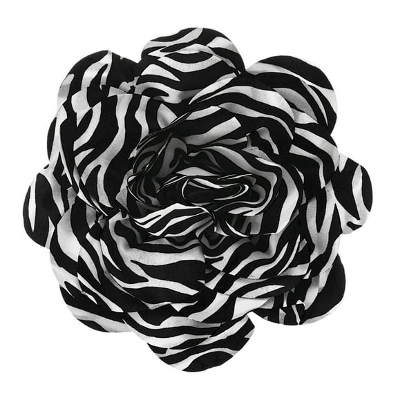 Extra Large Rose Flower Brooches, 8.3 Inch Lapel Pins Dainty Satin Fabric Big Camellia Oversized Brooch Pin [21cm, Black White]