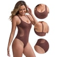 thumbnail image 3 of DARING DIVA Women's Seamless V Neck Mesh Waist Tummy Control Shapewear L Dark Brown, 3 of 6