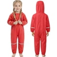 thumbnail image 5 of Faraee Kids Waterproof Rain Suit Coverall Toddler Boys Girls Hooded Full Body Raincoat for Outdoor Play Muddy Days (5-6T,Red), 5 of 7