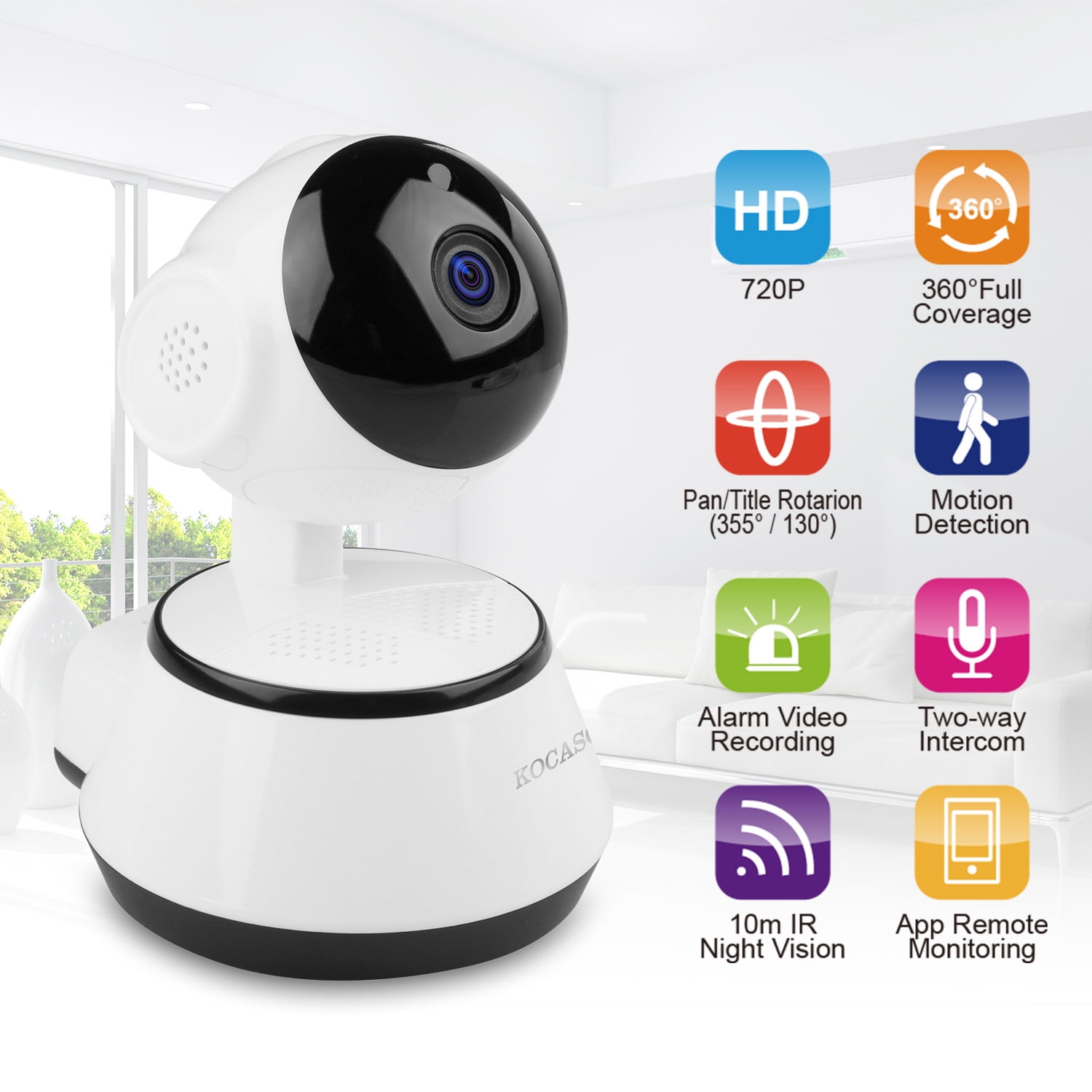 Wireless Security PTZ IP Camera Video Monitor WiFi Motion Detect IR-CUT Webcam 