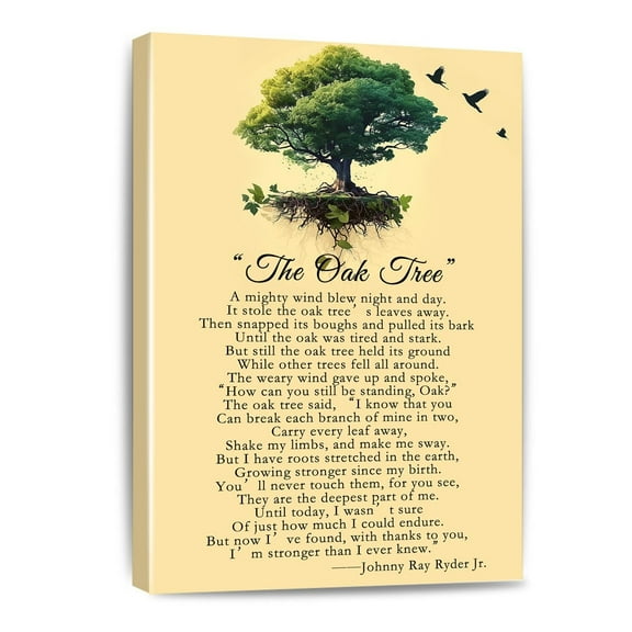 The Oak Tree Poem Canvas Wall Art Print Decor Mighty About Life Inspirational Nature Poster Motivational Poetry Room Home