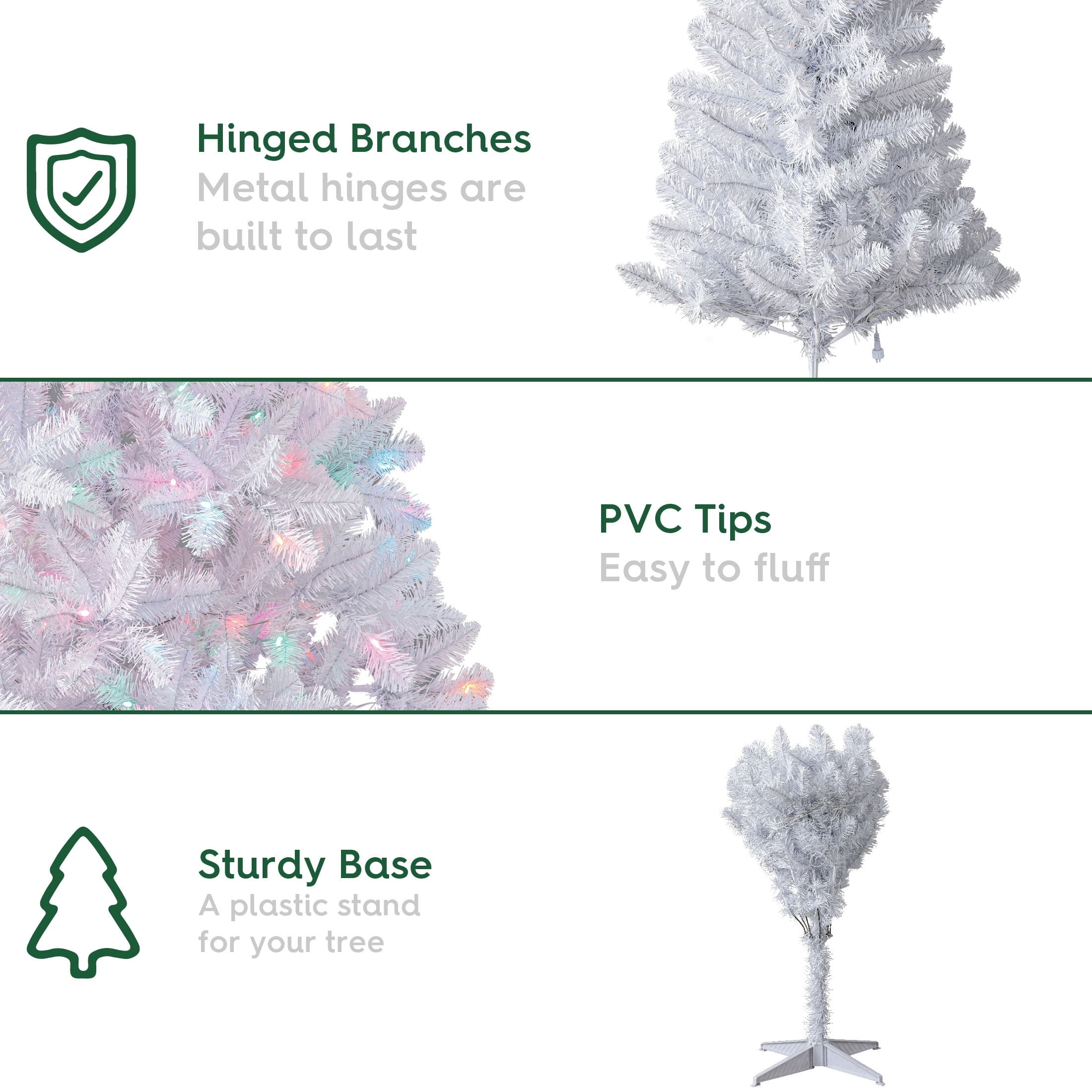 6.5' Pre-Lit Madison Pine White Artificial Christmas Tree with Color-Changing LED Lights and Stand, by Holiday Time