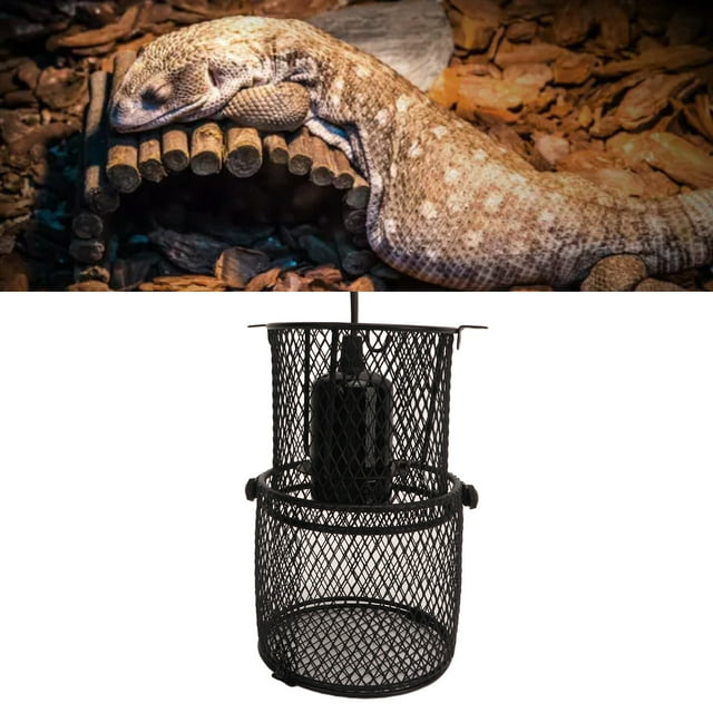 Protège-lampe à Chaleur Reptile Rétractable avec Porte-Lampe en Céramique E27, Conception d'Interrupteur, Couvercle en Maille pour