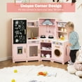 thumbnail image 4 of Gymax Corner Kids Play Kitchen Wooden Pretend Toy Kitchen w/ Realistic Lights Pink, 4 of 10