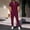 Wine, variant on Hrsba Mens Casual Outfits, Solid Color Stand Collar Short Sleeve and Elastic Waist Long Pants Summer Matching Set