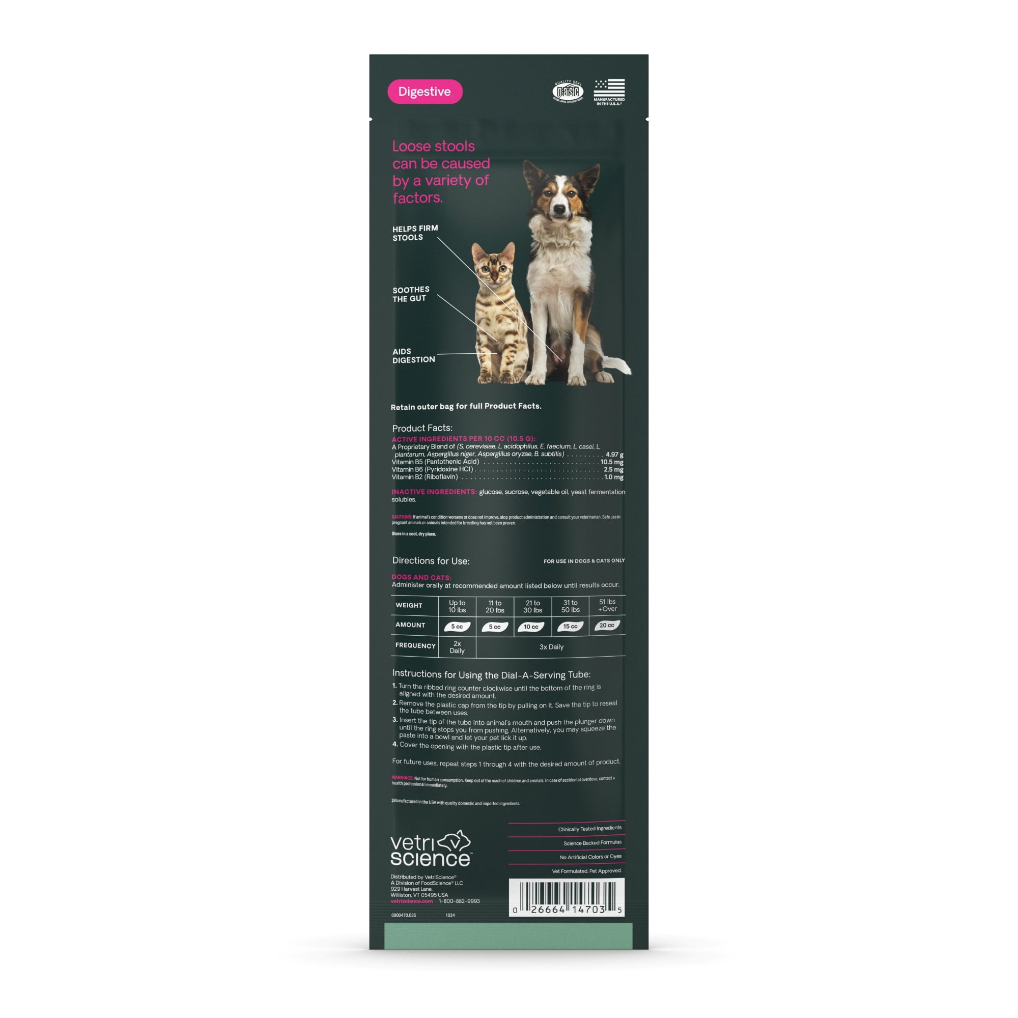 VetriScience Fast Balance G.I. Paste, Gut Health for Dogs & Cats, 1.18 fl oz Tube