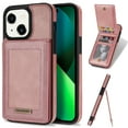 thumbnail image 1 of for iPhone 14 2022 Wallet Case with Card Holder, Faux Leather Kickstand Card Slots Case, RFID Blocking Magnetic Shockproof Protective Slim Back Flip Phone Case for Apple iPhone 14 6.1",Rosegold, 1 of 6