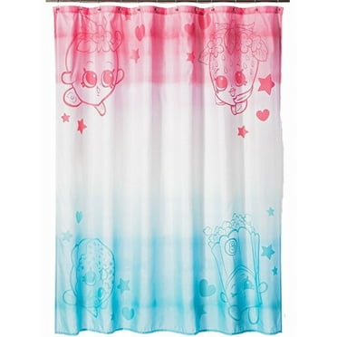 Shopkins Shower Curtain - Blue and Pink - Kids Bath Decor