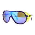 thumbnail image 1 of Color Mirror Windbreaker Visor Shield Racer Plastic Sunglasses Purple Yellow Blue Mirror, 1 of 4