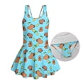 thumbnail image 4 of Uorisanigo Cute Capybara Girls Swimsuit One Piece Polyester and Spandex Swim Dress Modest Skirted Bathing Suit Beach Sport, Size 3-4, 4 of 6