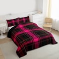 thumbnail image 3 of Castle Fairy Black Pink Checkered Queen Comforter Set,Stripes Plaid Bedding Comforter Set, 3 of 8