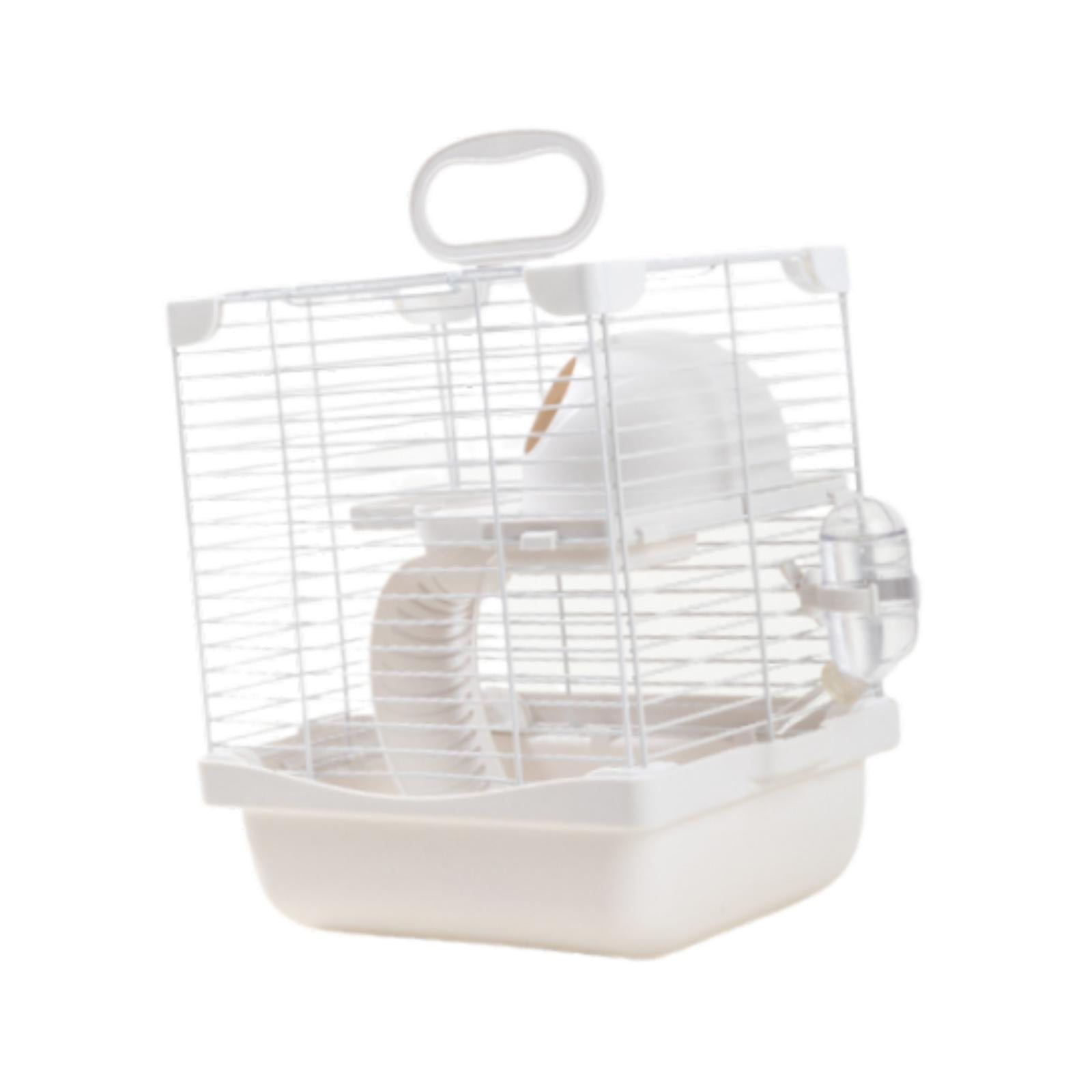 EHJRE 2 Tiers Hamster Cage Enclosure Portable for Mouse Rat with Water Bottle, Food Bowl High Chassis Design Versatile 7.4x9x11inch White