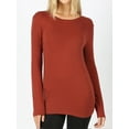 thumbnail image 4 of A2Y Women's Junior Slim Fit Solid Cotton Long Sleeve Crew Neck Top T-Shirt Dark Rust XL, 4 of 5