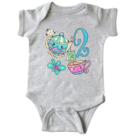 

Inktastic Cute Tea Party 2nd Birthday Gift Baby Boy or Baby Girl Bodysuit