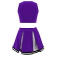 thumbnail image 3 of TiaoBug Girls Cheerleading Dance Outfits Sleeveless Striped V Neck Crop Top Pleated Skirt Set 4-14 Purple 12, 3 of 5