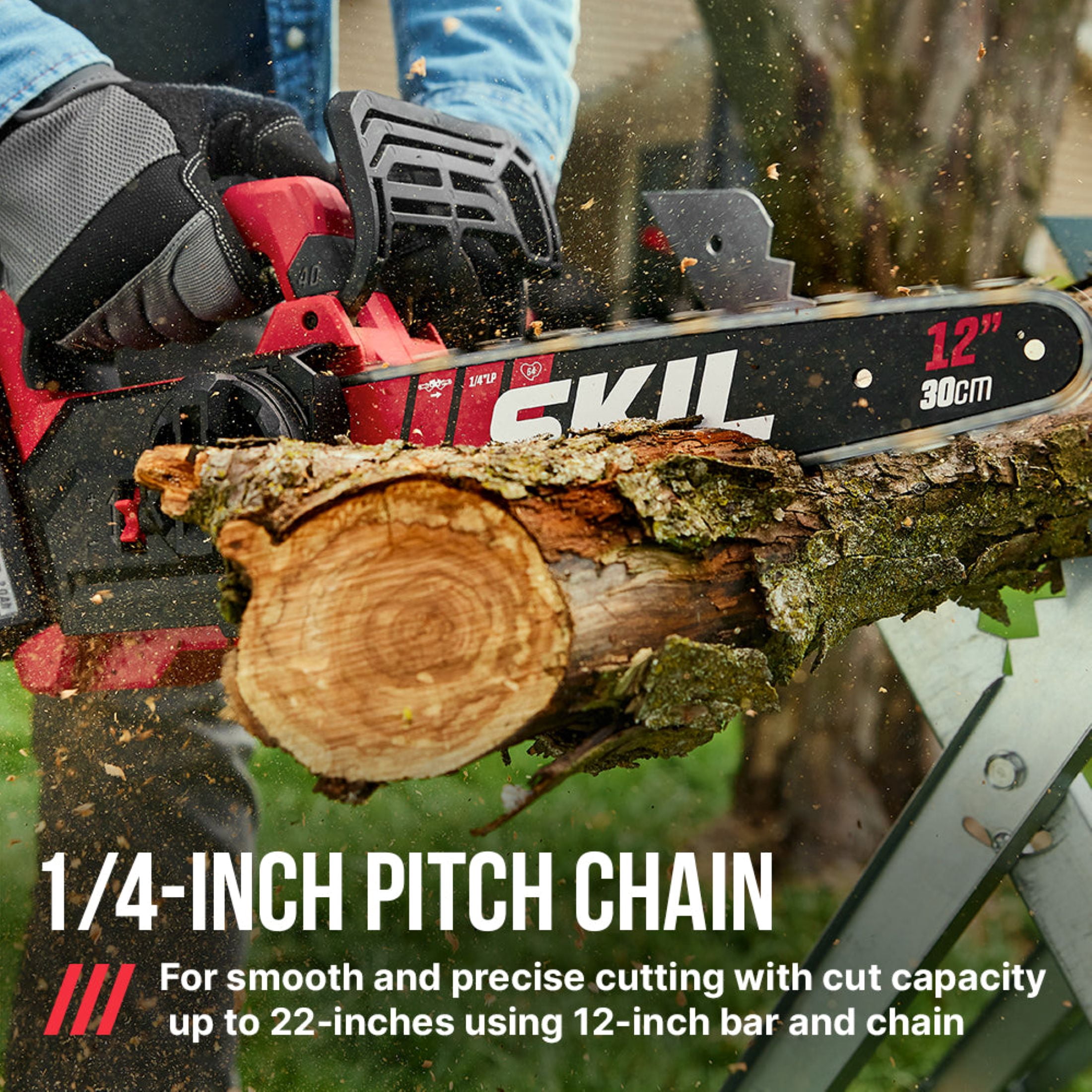 SKIL PWR CORE Brushless 40V 12-inch Chain Saw , Tool-Less Chain Tensioning, 2.0Ah Battery and Charger, TH1200C-11