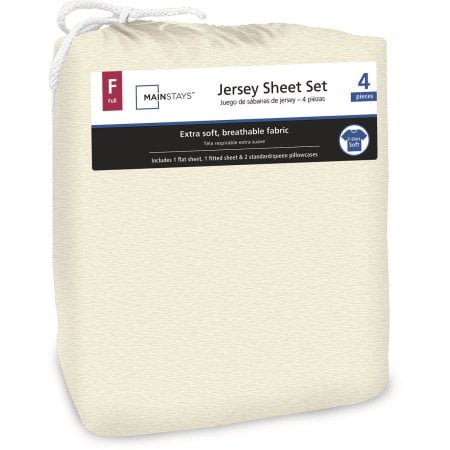 Mainstays Full Jersey Knit Oatmeal Bed Sheet Set 4 Piece Com Jersey Knit Oatmeal Bed Sheet Set, Jersey Knit Sheets King Size Bed