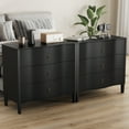 thumbnail image 5 of Smart FENDEE Modern 3 Drawer Dresser, 31.5" Chest of Drawers with 3 Doors for Bedroom,Walnut,Adult, 5 of 8