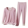 thumbnail image 3 of Long Underwear Women, Audhol Womens Thermal Set Polyester Thermal Underwear Warm Thermal Top and Bottom Multiple Sizes Womens Thermals Top and Bottom Set Pink L, 3 of 6