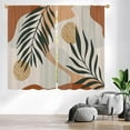 thumbnail image 4 of Bohemian Mid Century Boho Window Curtains 2 Panels Rod Pocket Palm Leaf Abstract Modern Bedroom Curtains Nature Arch Window Drapes Treatment Living Dining Room Home Decor 42W X 63L Inches, 4 of 6